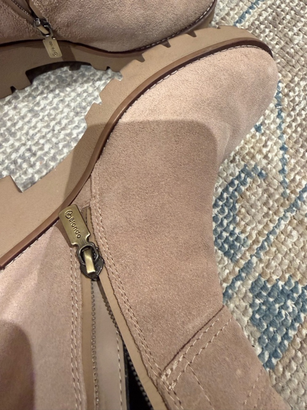 Blondo Beige Suede Platform Ankle Boots with Buckle - Picture 3 of 5